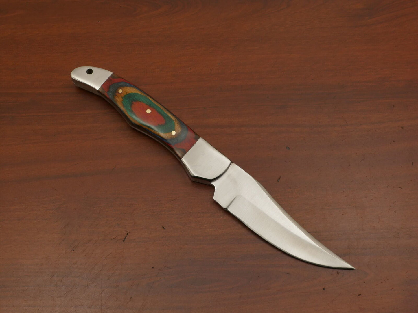 Handcrafted AUS-8 Skinner Knife | Hardwood Handle & Steel Bolster | Heritage Forge Outdoor Knife