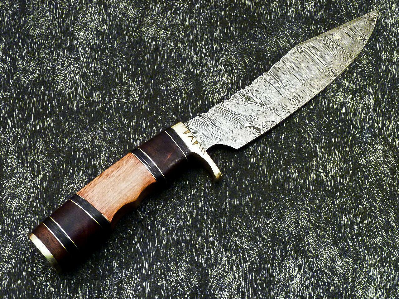 The Wilderness Sovereign: 14" Hand-Forged Damascus Bowie with Natural Wood Grip