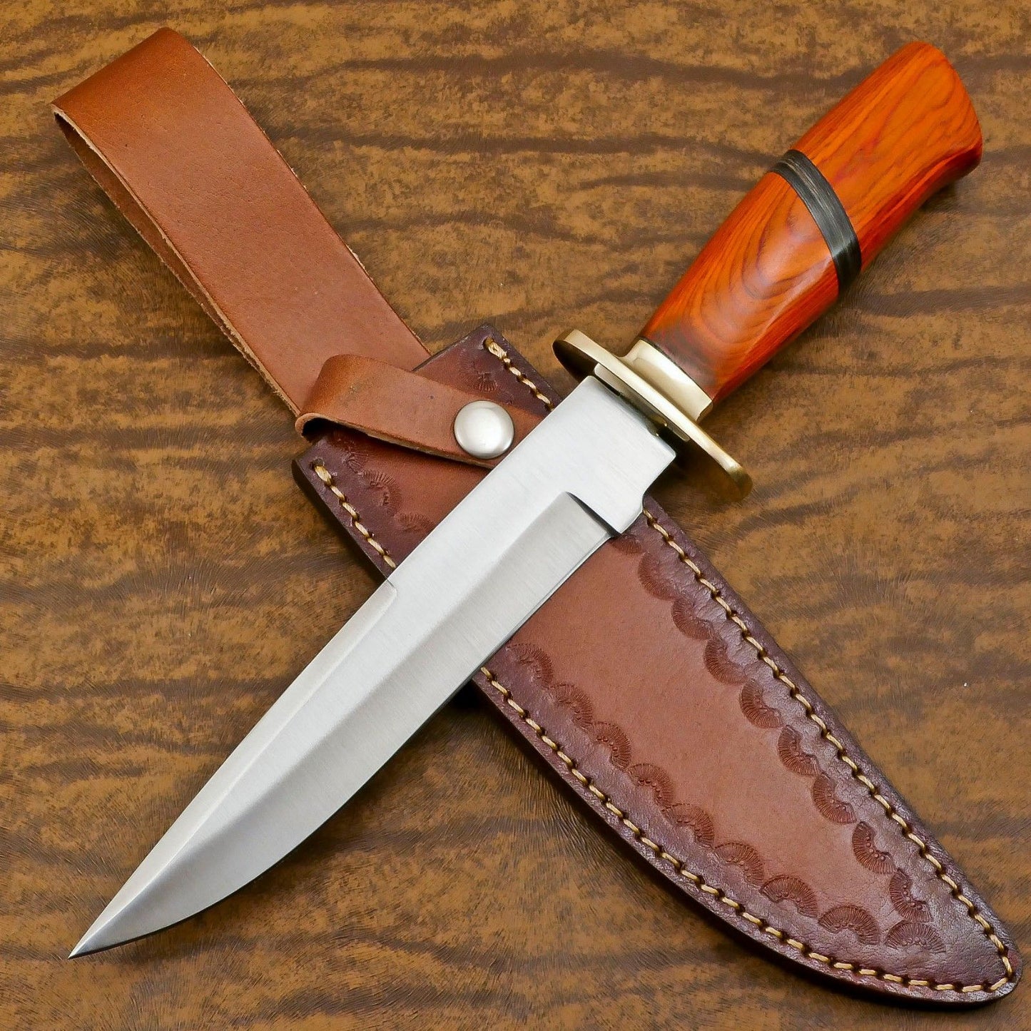 Custom Handmade 12 Inch D2 Steel Blade Hunting Bowie Outdoor Knife