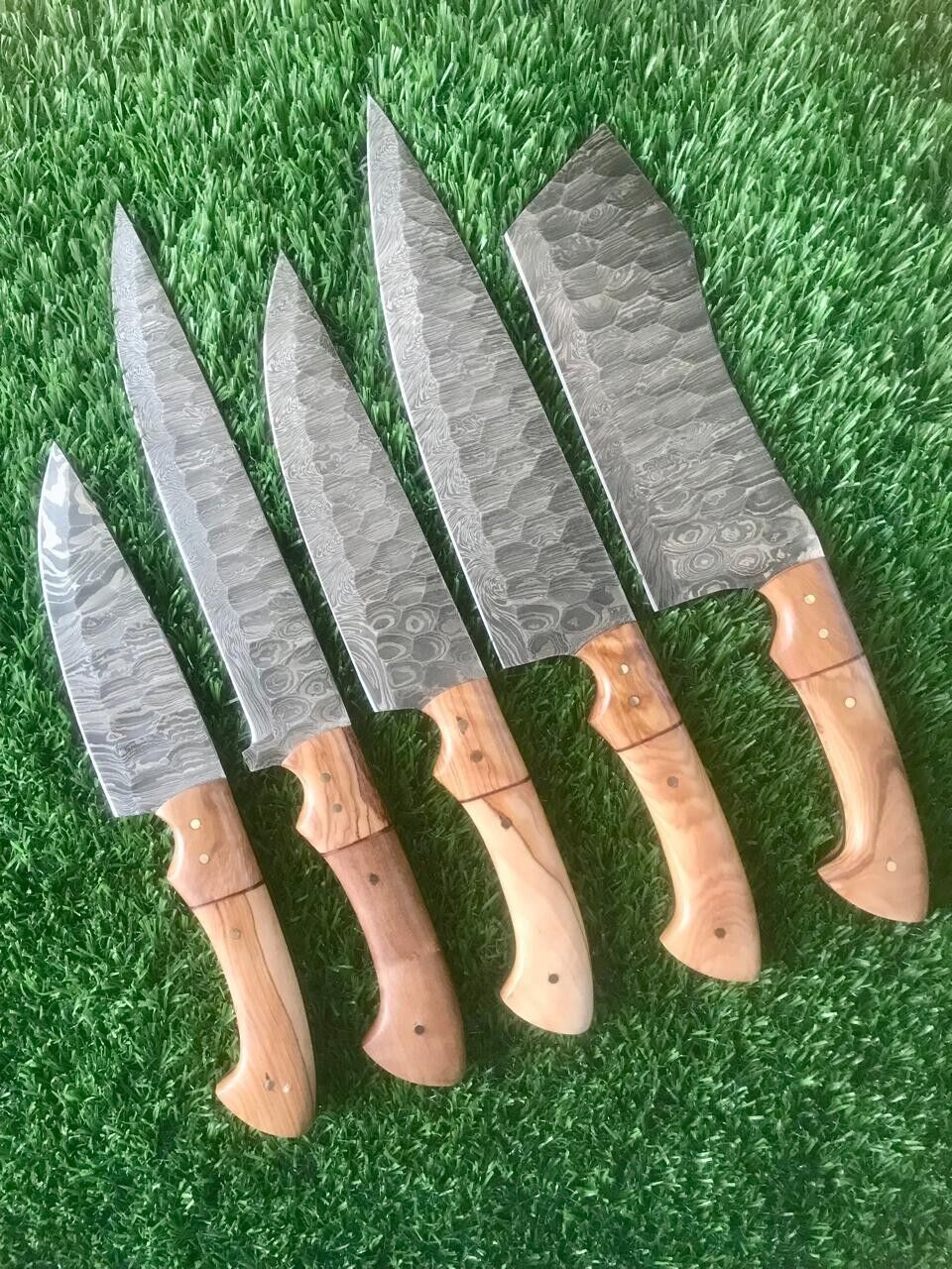 Chef Knives Set ~ Fire Storm Damascus Steel for Kitchen