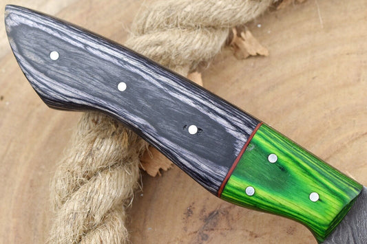 Heritage Forge 13" Custom Handmade Damascus Steel Chef Knife with White & Black Handle