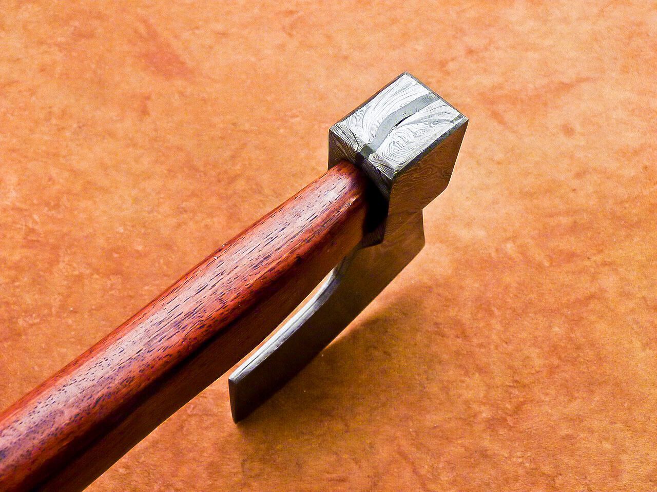 Hand Forged Damascus Steel Axe with Natural Wood Handle | Custom 16 Inch Damascus Axe