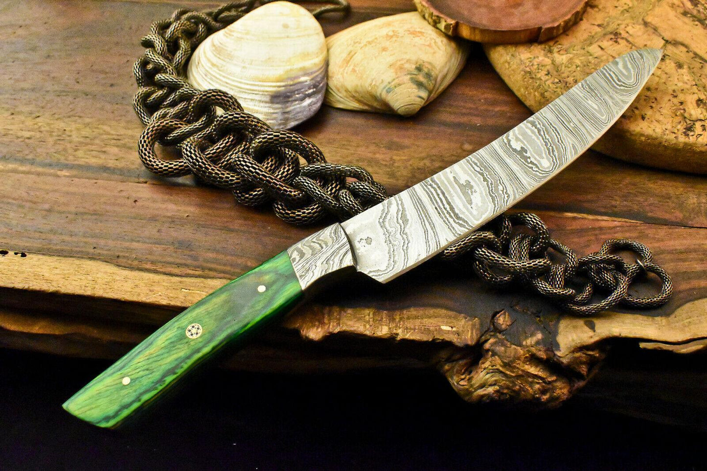Custom Handmade Damascus Chef Hunting Knife with Hard Wood Handle, 384-Layer Forged Blade, Full Tang