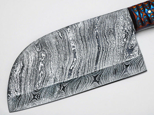11" Handmade Damascus Steel Serbian Chef Cleaver Chopper Knife with Sheath