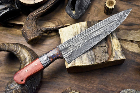 Hand Crafted Chef Knife Twist Damascus Steel with Hardwood Handle – 13 Inch