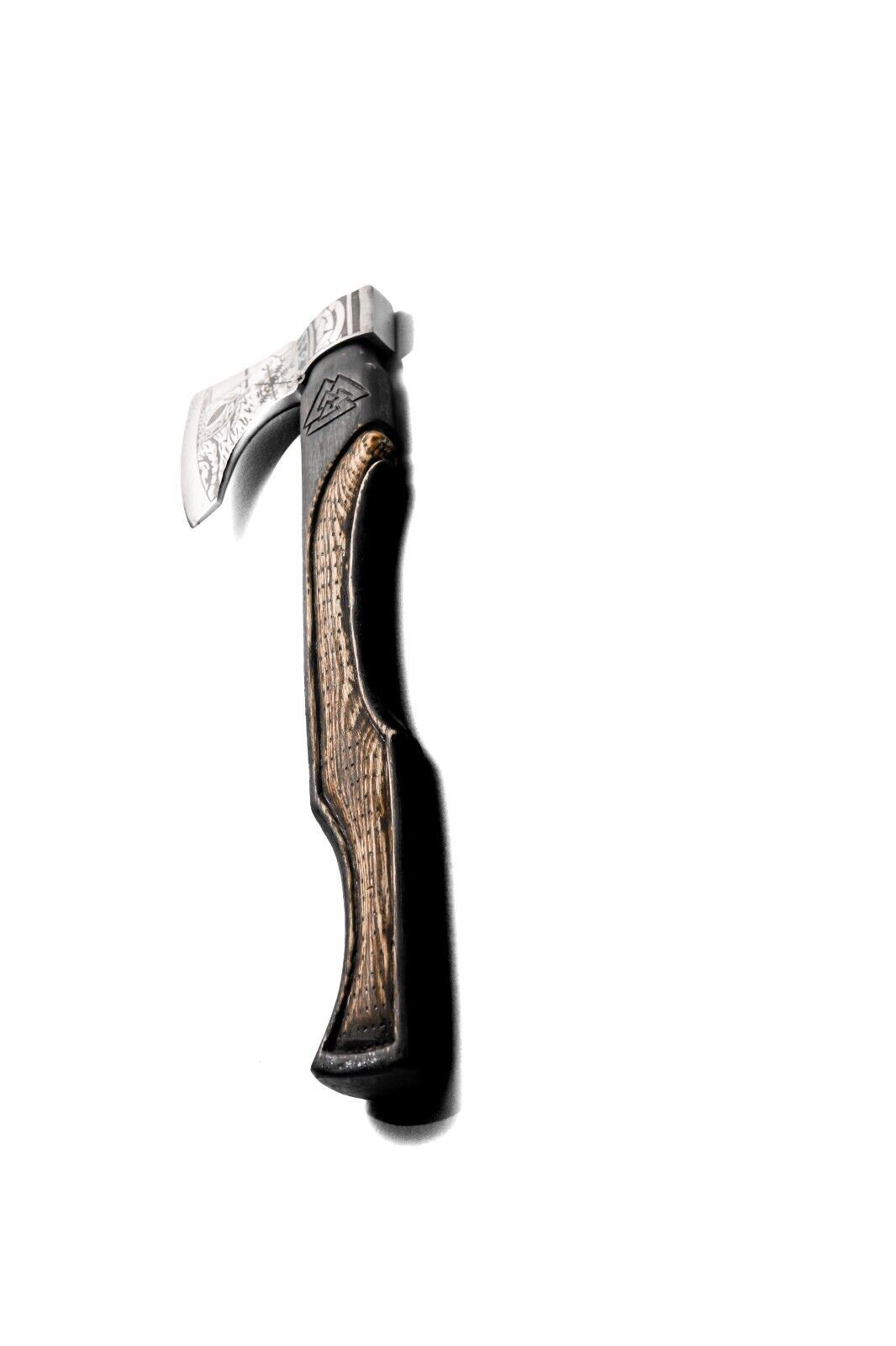 Hand Forged Etched Carbon Steel Viking Tribal Axe 19 Inch with Black Ashwood Handle and Leather Sheath