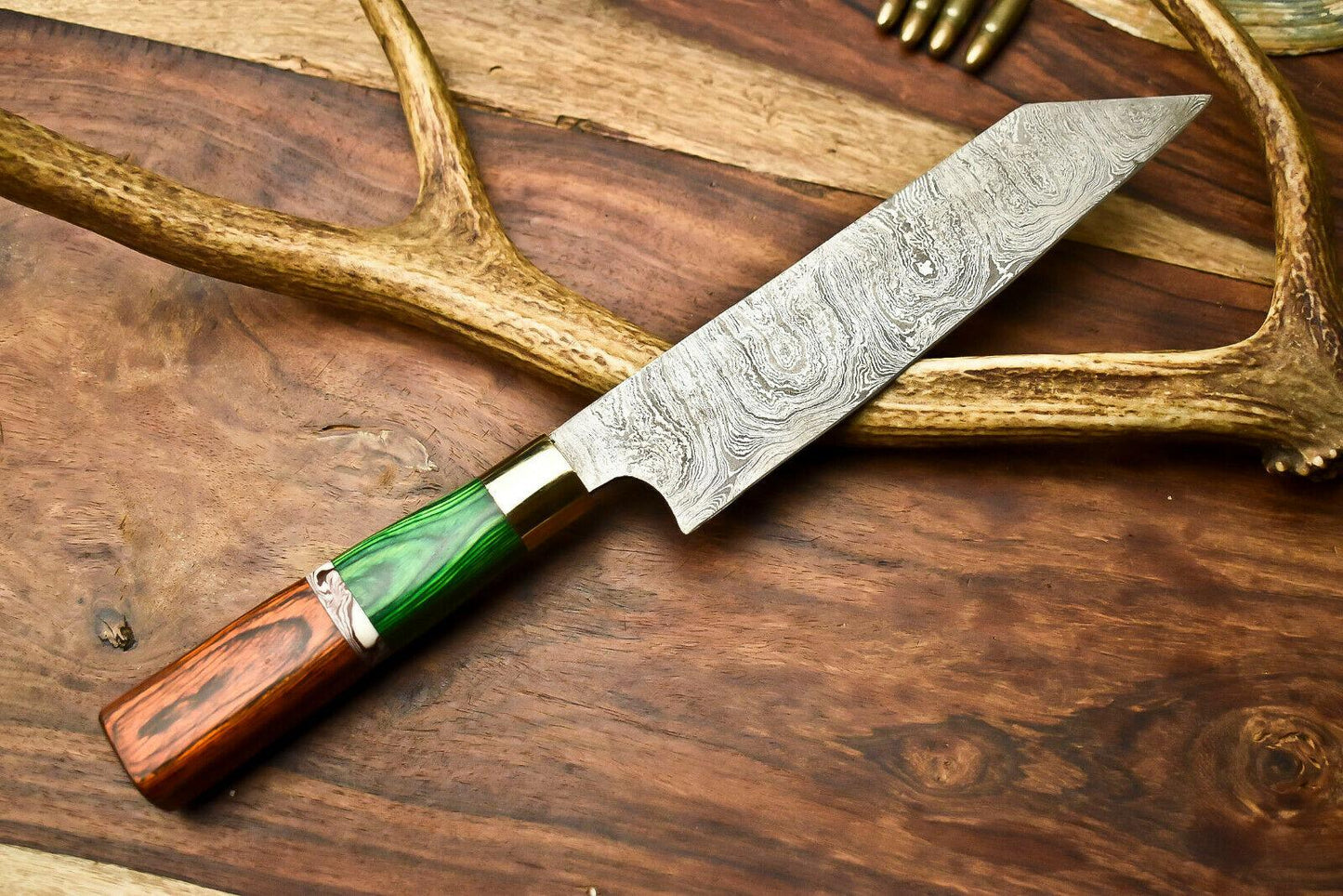 Hand Made Damascus Steel Blade Chef Knife | Hard Wood