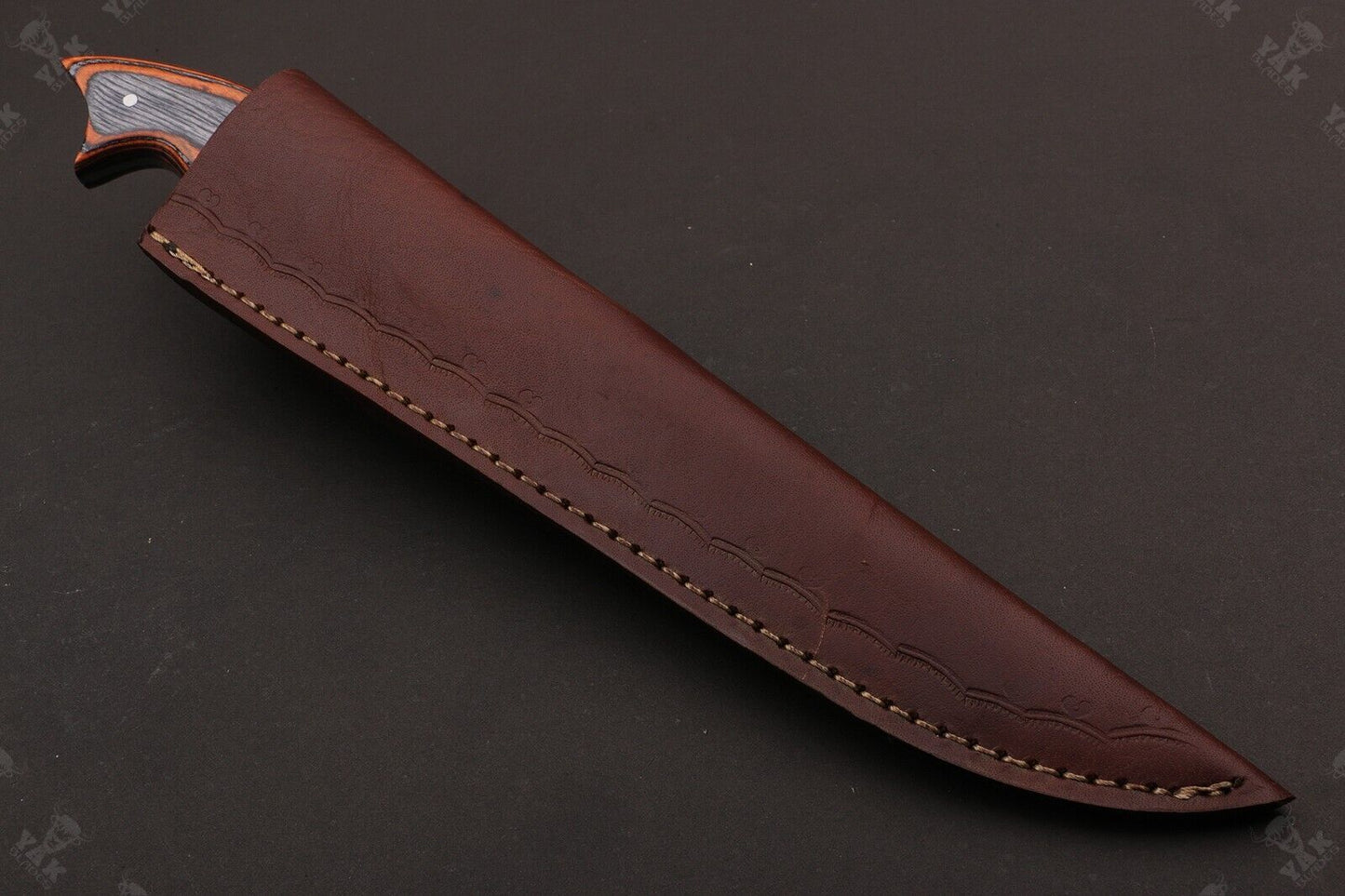 12.5" Damascus Fillet Knife Damascus Steel Fillet Knife With Pakka Wood Handle With Leather Sheath