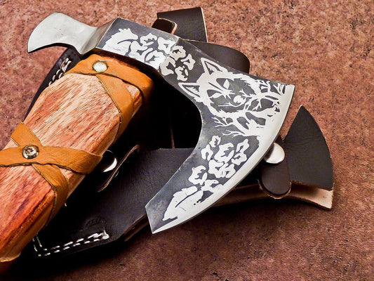 Handcrafted Carbon Steel Viking Axe – Bearded Camping Hatchet Tomahawk