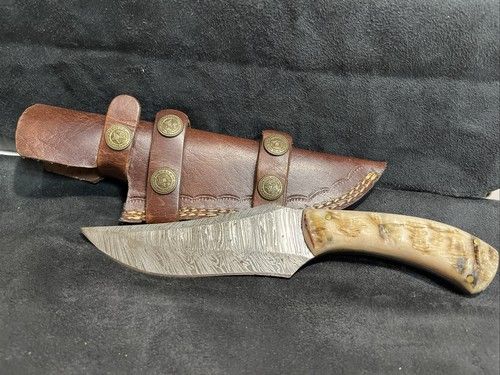 Handmade Custom Damascus Tracker Knife – Hardwood Handle, Survival Hunting Fixed Blade