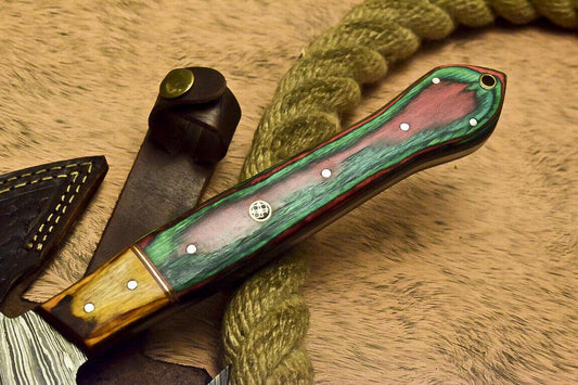 Handmade Damascus Steel Full Tang Cleaver Tomahawk Axe with Hardwood Handle