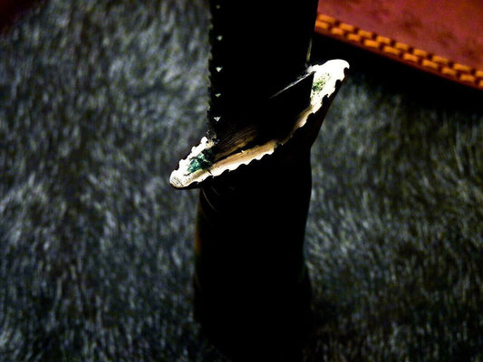 Heritage Forge 10 Inch Handmade Damascus Steel Camping Bowie Knife with Camel Bone and Hardwood Handle