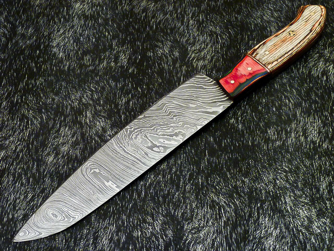 13" Professional Damascus Steel Chef Knife – Handmade Kitchen Knife with Hard Wood Handle