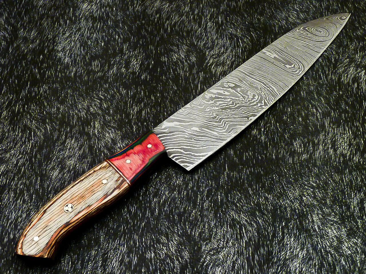 13" Professional Damascus Steel Chef Knife – Handmade Kitchen Knife with Hard Wood Handle