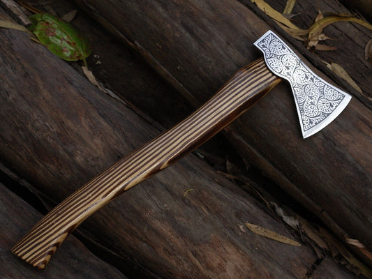 Handmade 18 Inch Viking Tomahawk Axe with Carbon Steel Blade and Ash Wood Handle