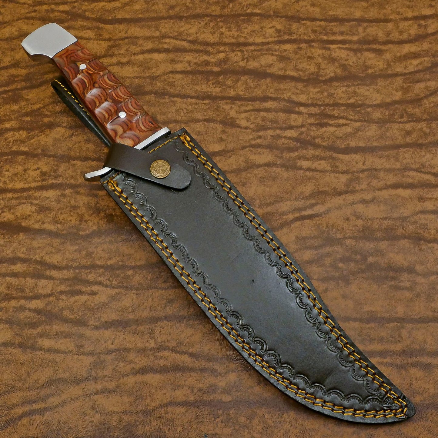 Handmade D2 Clip Point Bowie EDC Hunting Knife – Full Tang with Pakka Wood Handle