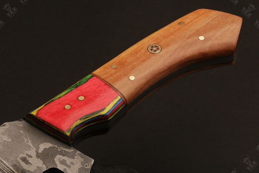 16 Inch Hand Forged Damascus Steel Bowie Hunting Knife with Wood Handle by Heritage Forge