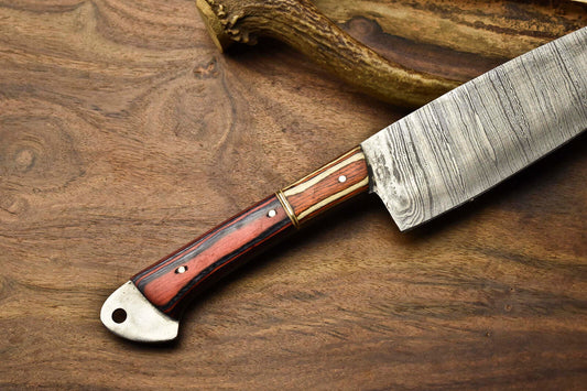 Premium Handmade San Mai Damascus Steel Chef Knife with Walnut & Resin Handle
