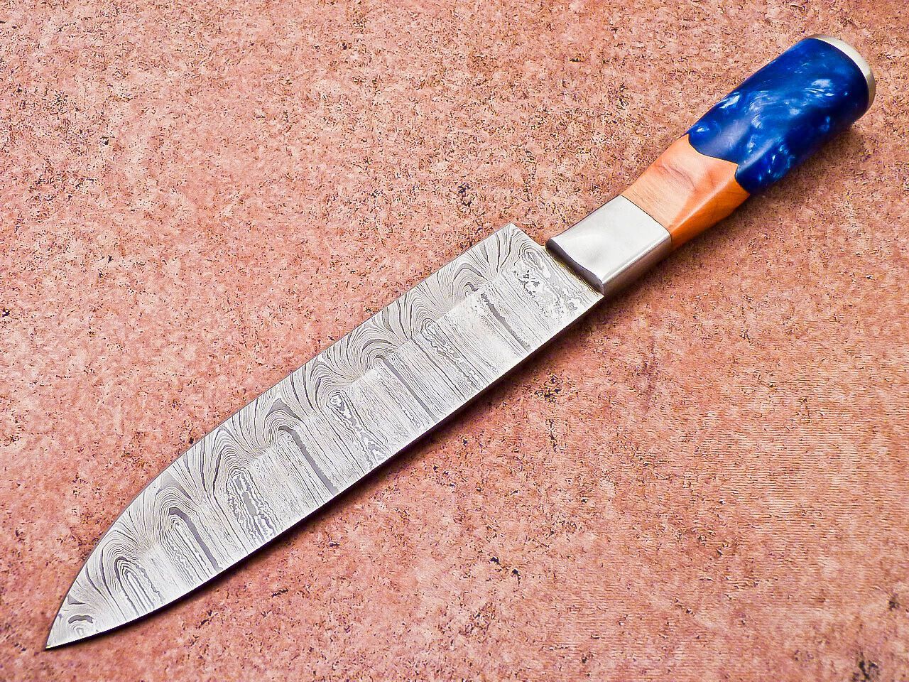 13" Professional Chef Knife – Hand-Forged Damascus Steel Blade with Resin Handle