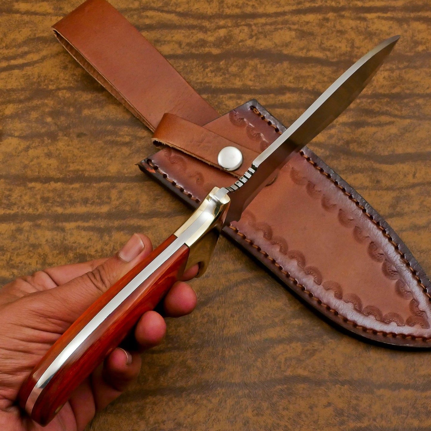 Handmade D2 Steel Full Tang Bowie Knife | 12" Hunting & Camping Blade