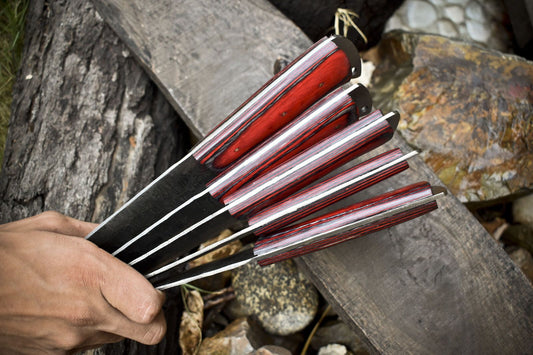 Hot Item Chef Knife Set Twist Damascus Steel with Hard Wood Handles – Lot of 5 Tactical Knives