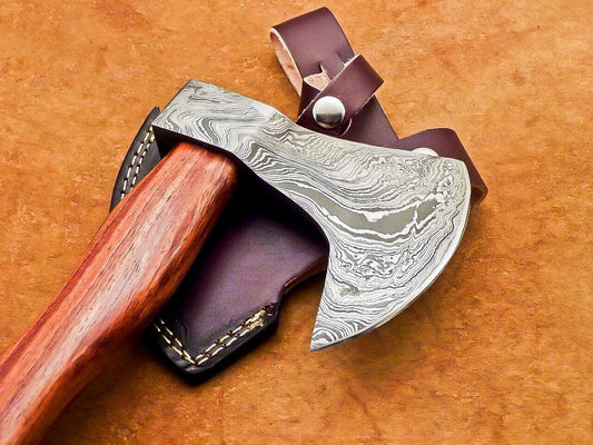 Handcrafted Damascus Steel Axe Unique Edition with Natural Wood Handle Damascus Axe for Sale