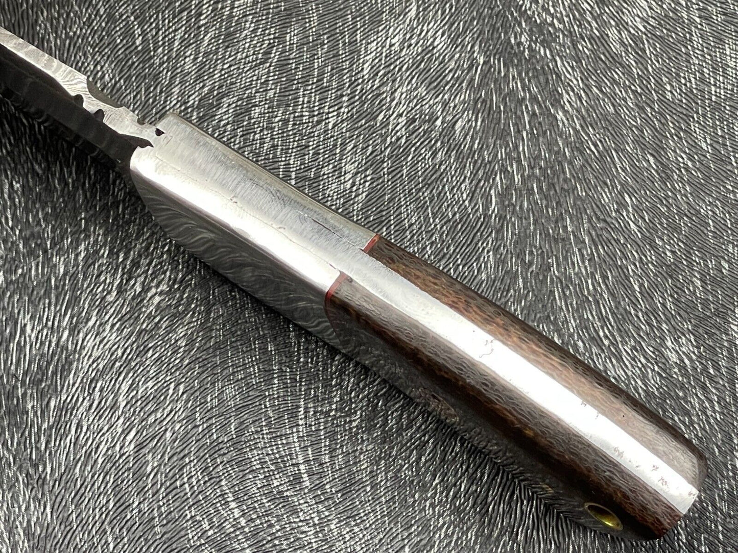 Heritage Forge 8 Inch Damascus Steel Skinning Bowie Knife with Hardwood Handle