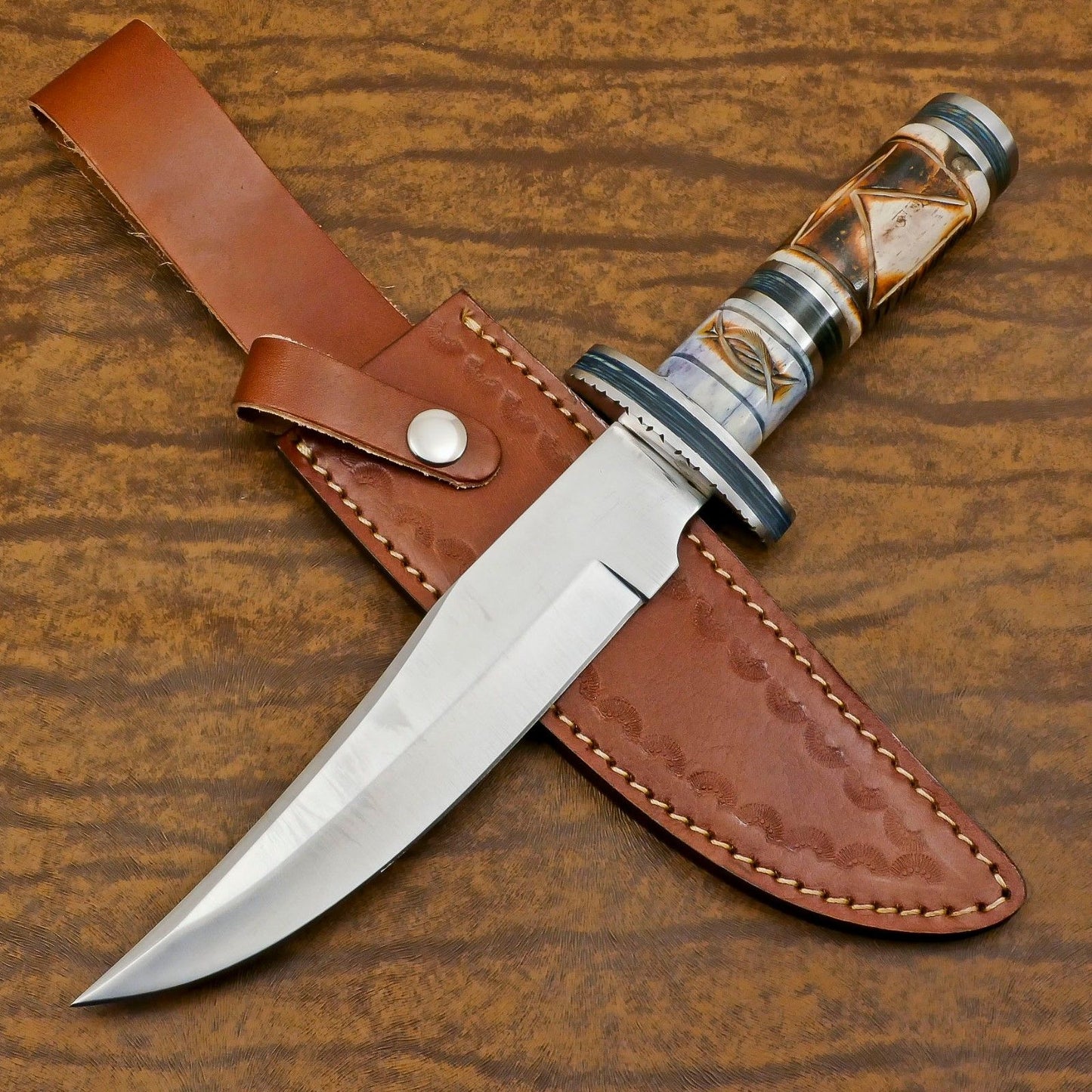 Custom Handmade 12 Inch D2 Steel Blade Hunting Bowie Outdoor Knife