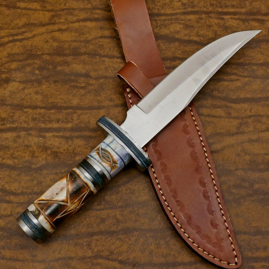 Custom Handmade 12 Inch D2 Steel Blade Hunting Bowie Outdoor Knife