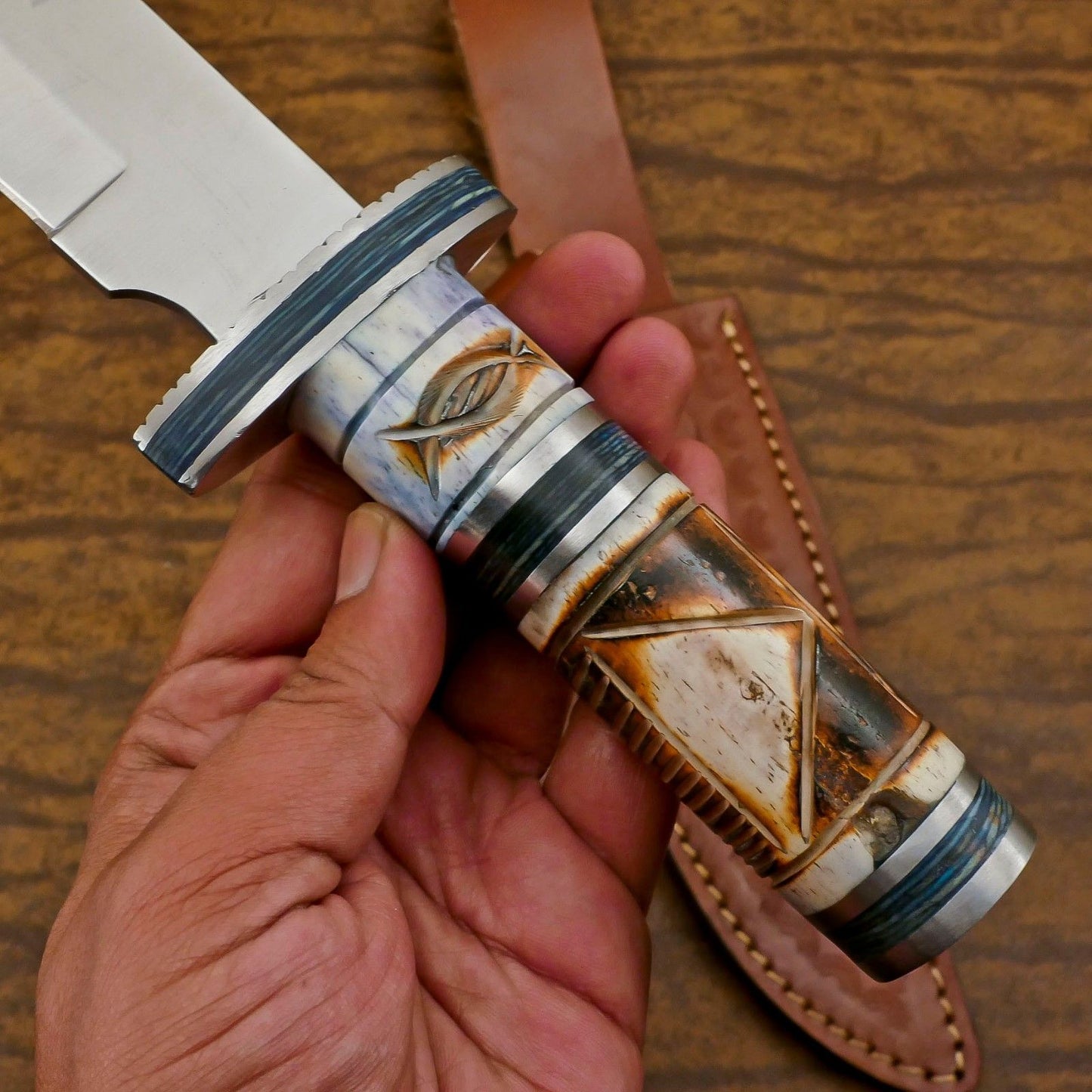 Custom Handmade 12 Inch D2 Steel Blade Hunting Bowie Outdoor Knife