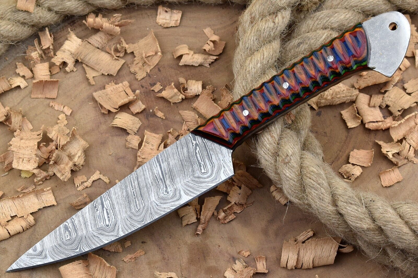 Hand-Forged Damascus Steel Chef Knife 10" | Custom Kitchen Knife with Multi Dollar Sheet Handle