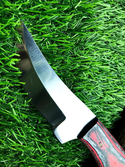 9" Handmade Stainless Steel Skinner Knife – Hunting & Survival Fixed Blade with Leather Sheath