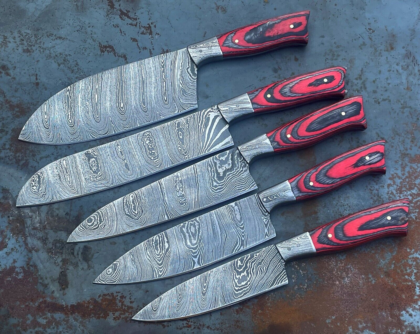Chef Knife Set – Hand Forged Damascus Steel Custom Kitchen Knives