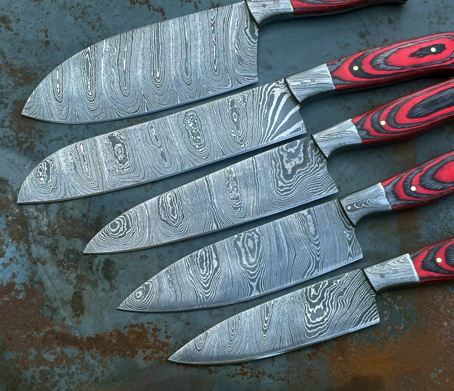 Chef Knife Set – Hand Forged Damascus Steel Custom Kitchen Knives
