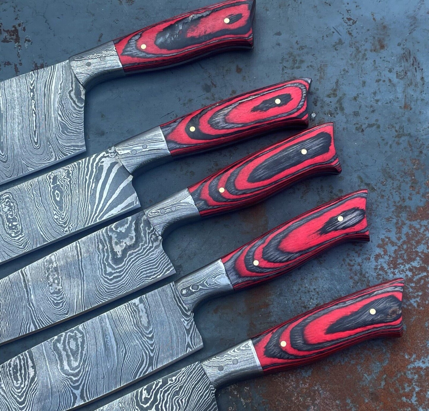 Chef Knife Set – Hand Forged Damascus Steel Custom Kitchen Knives