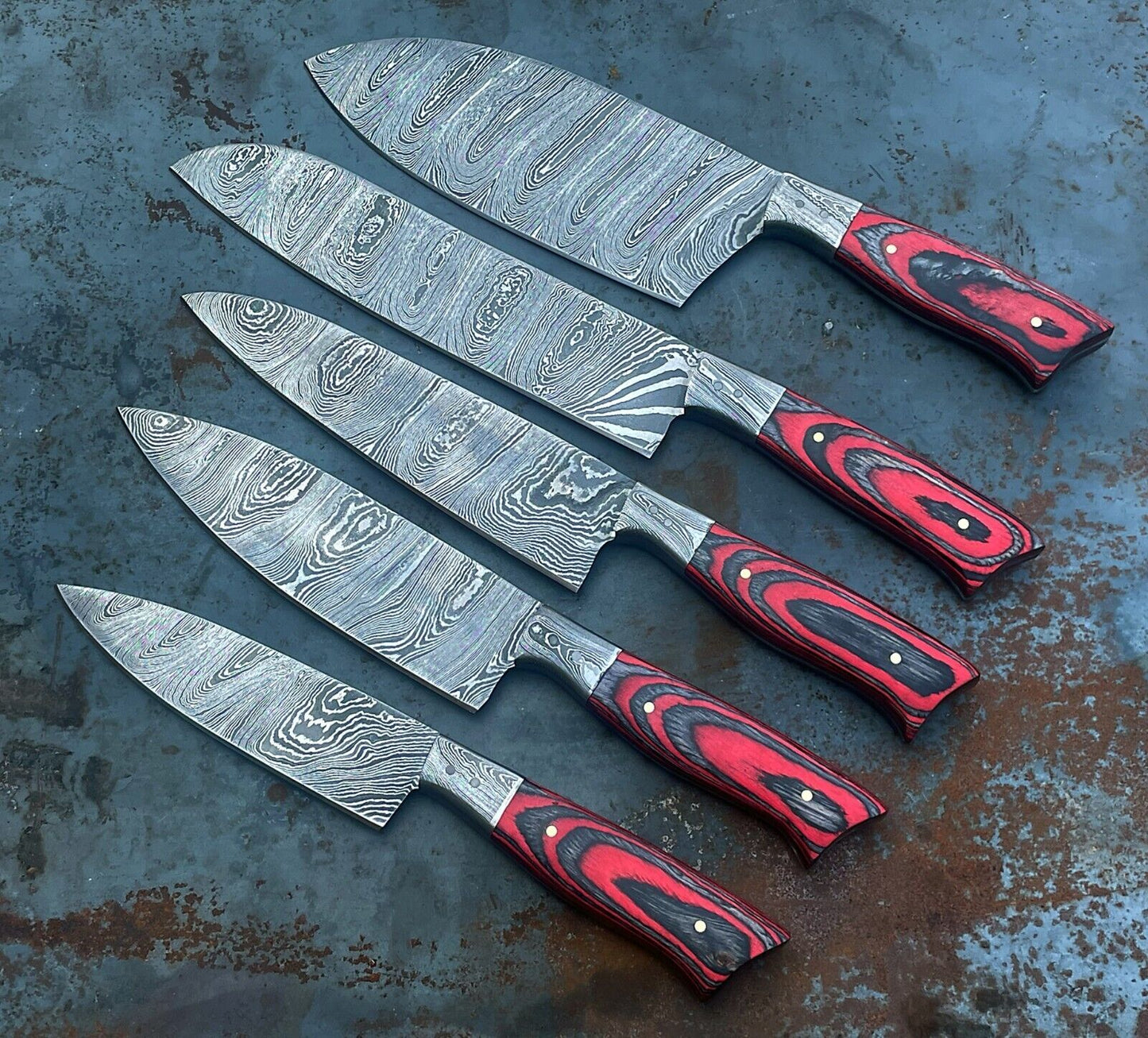 Chef Knife Set – Hand Forged Damascus Steel Custom Kitchen Knives