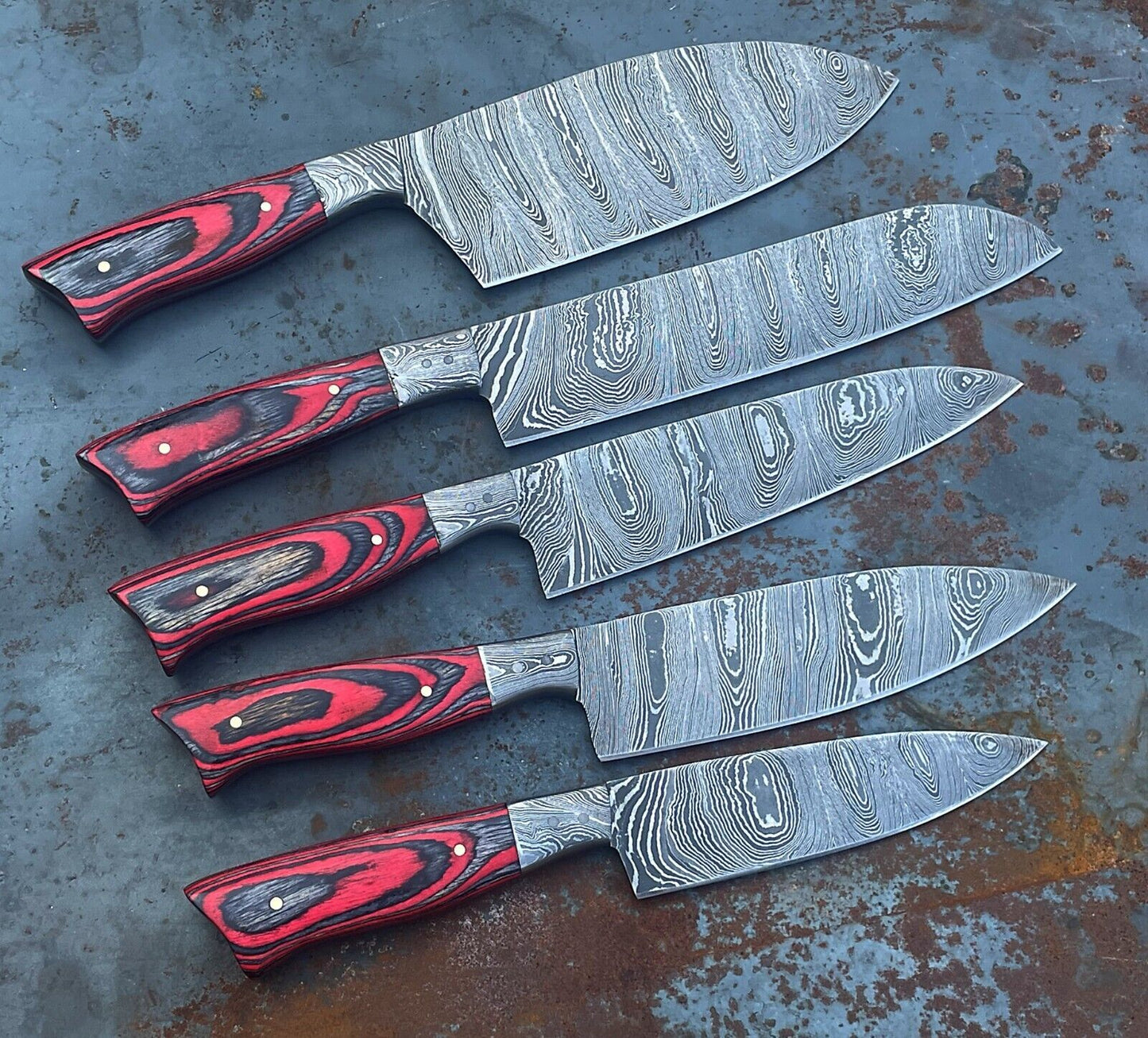 Chef Knife Set – Hand Forged Damascus Steel Custom Kitchen Knives