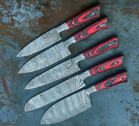 Chef Knife Set – Hand Forged Damascus Steel Custom Kitchen Knives