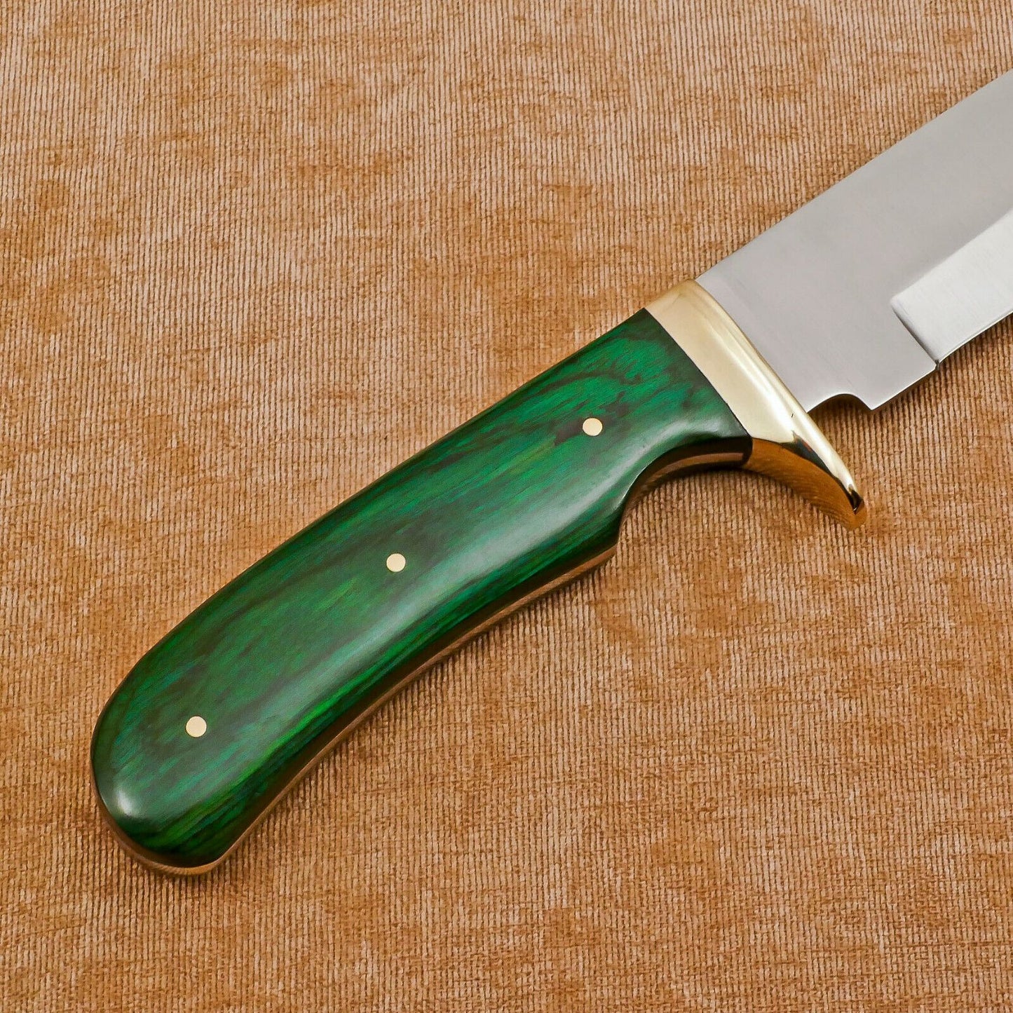 Handmade D2 Steel Full Tang Bowie Hunting Knife with Brass Guard