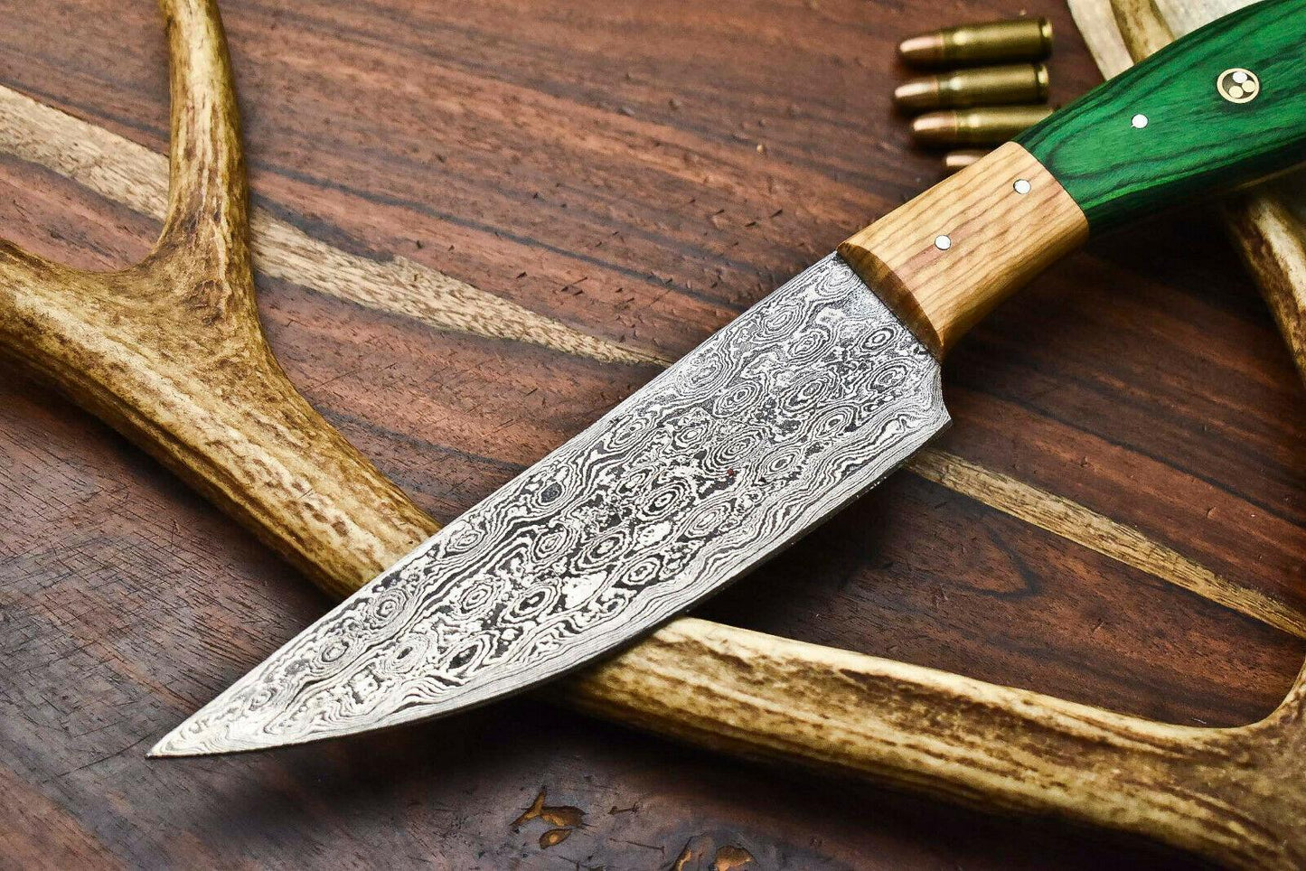 Rare Custom Damascus Large Chef Knife – 8.5" Hand-Forged Blade, Pakka Wood Handle, 4 mm High-Carbon Steel