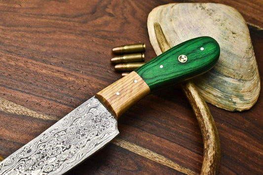 Rare Custom Damascus Large Chef Knife – 8.5" Hand-Forged Blade, Pakka Wood Handle, 4 mm High-Carbon Steel