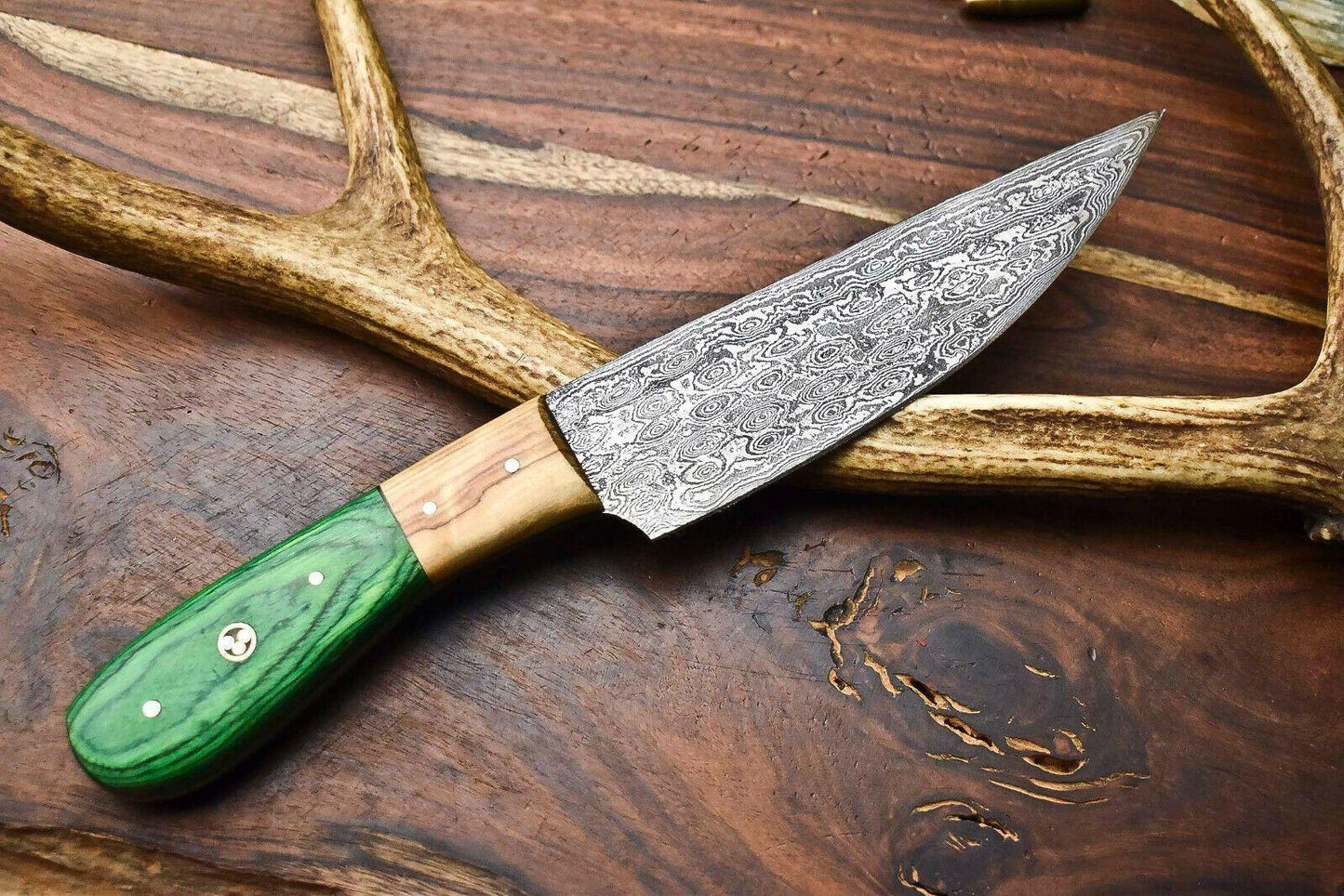 Rare Custom Damascus Large Chef Knife – 8.5" Hand-Forged Blade, Pakka Wood Handle, 4 mm High-Carbon Steel