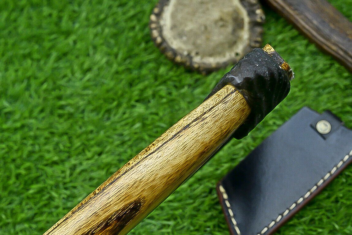 Handcrafted Viking Tomahawk Axe – Carbon Steel Blade with Rose Wood Handle and Leather Sheath, 17 Inch