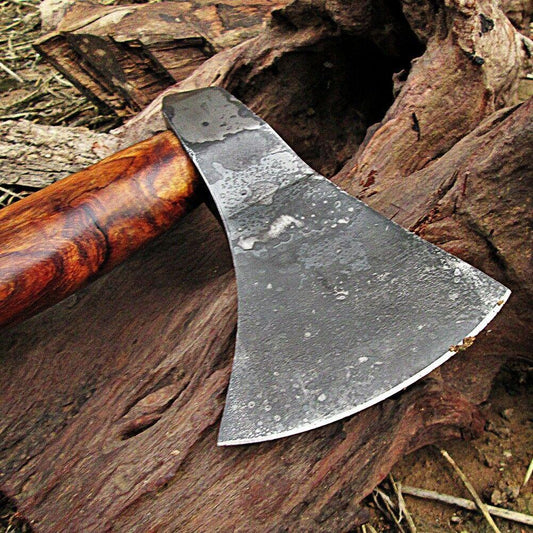 Functional Seafaring Viking Battle Axe – Forged Iron Steel with Wooden Handle