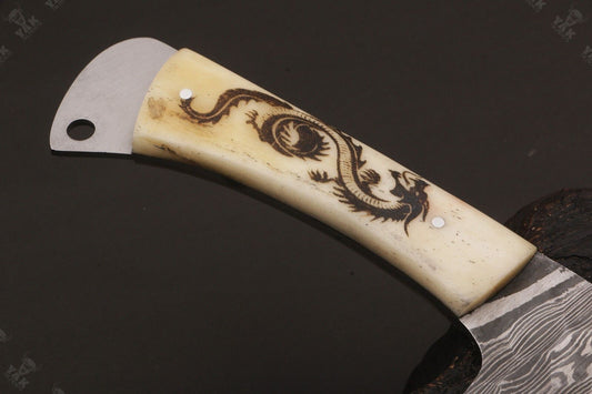 11.5" Custom Hand Forged Twist Damascus Steel Santoku Chef Knife