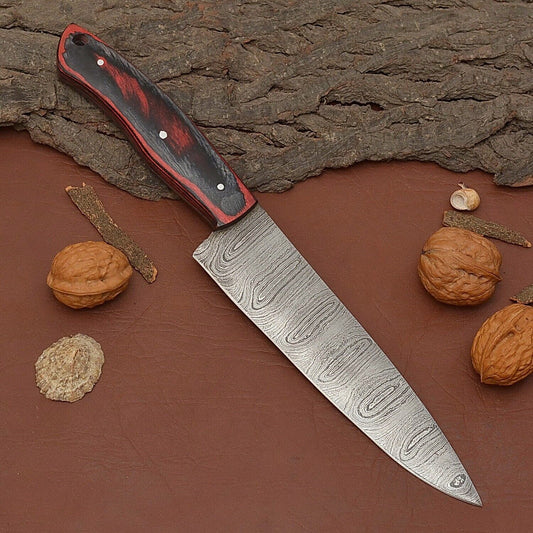 Premium Handmade Damascus Steel Full Tang Chef Fillet Knife with Pakka Wood Handle