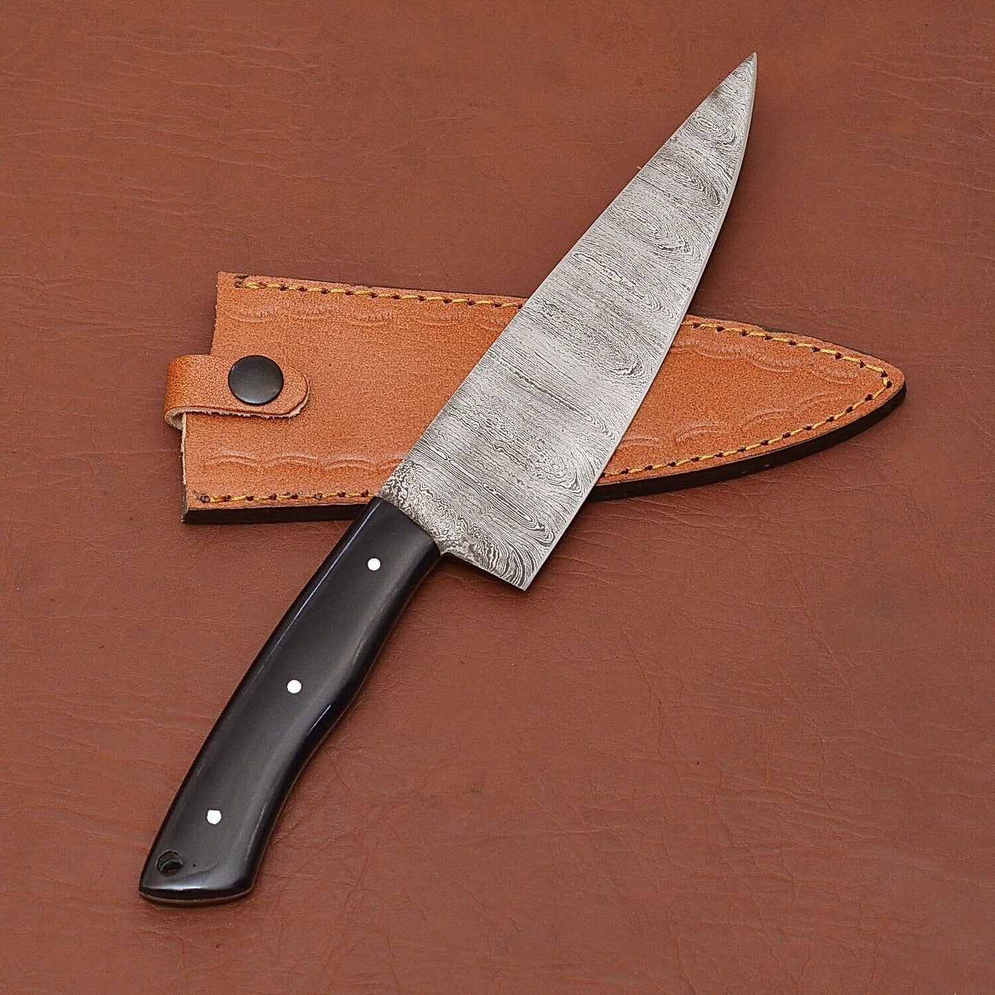 Custom Handmade Damascus Steel Chef Kitchen Knife | Full Tang Wood Handle