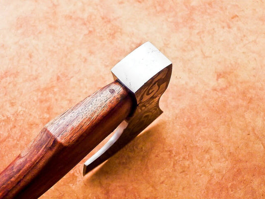 Hand-Forged Steel Viking Bearded Camping Hatchet Tomahawk Axe – Carbon Steel Blade with Natural Wood Handle