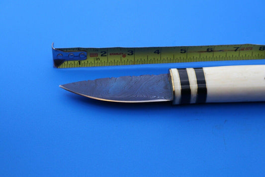 Handmade Damascus Steel Skinner Knife | Fixed Blade Hunting Knife with Leather Sheath