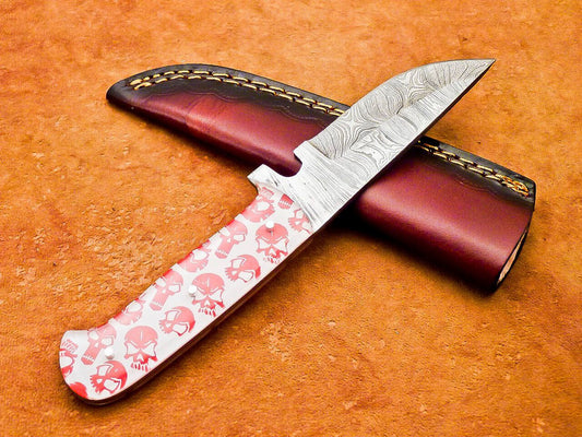 8" Handmade Damascus Steel Bowie Knife – Resin Handle & Hand Forged Blade